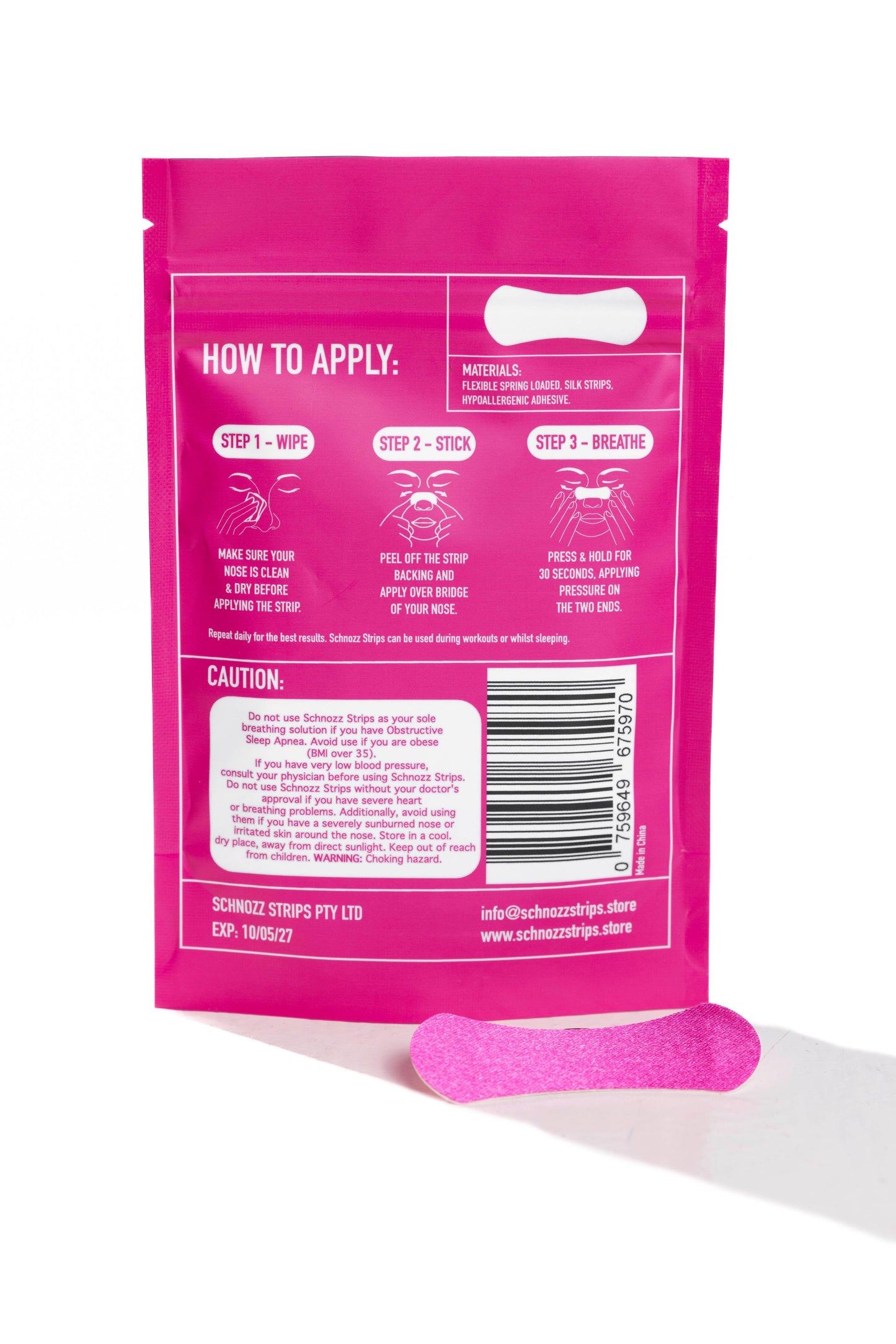 Pink Nasal Strips 30 Day Supply