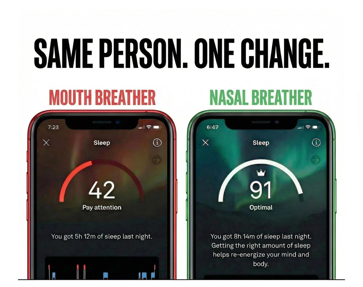 Same person. One change. Mouth breather vs nasal breather.